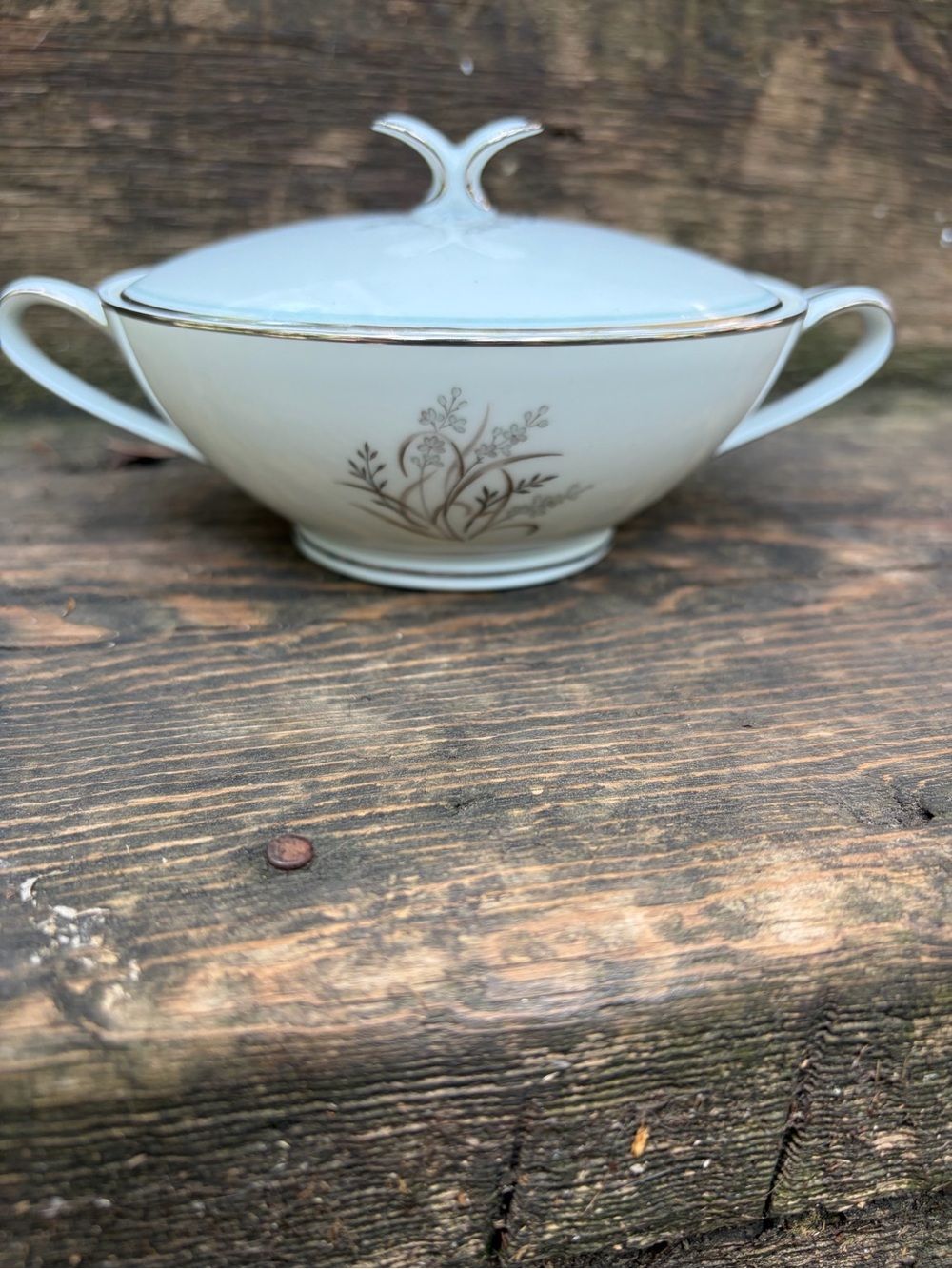 Vintage Noritake 5912 Taryn Elegant Covered Sugar Bowl with Gold Trim
